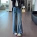 Women's Clothing Retro Blue Wide Leg Jeans High Waisted Slimming Loose Fit Versatile Straight Leg Curved Trousers For Women Autumn_ecoleips.com