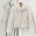 Faux Fur Short Coat For Women - Elegant Office Wear, Versatile Solid Color Jacket, Petite Sizes Available (S/M/L)_ecoleips.com