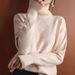 Women's Clothing High Neck Sweater Winter Knit Pullover Loose Casual Solid Color Turtleneck Top_ecoleips.com