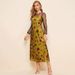 Custom-Made Women's Spring And Summer Round-Neck Long-Sleeved Digital Printed Mesh Dress_ecoleips.com