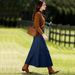 Women's Mid-Length A-Line Skirt Denim Bottoms Clothing High Waist Straight Fit Classic Blue Skirts for Women_ecoleips.com