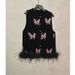 New Chinese-style Black And Pink Butterfly Heavy-duty Furry Vest 2025 New Early Autumn High-end National Style Women's_ecoleips.com