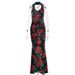 Spring/Summer Sexy Slim-Fitting Dress for Women with Spaghetti Straps Backless Design Deep V-Neck Print European American Style_ecoleips.com