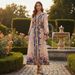 Voya 2026 Women's Fashion Niche Design Single-Breasted Lantern Sleeve Printed With Pockets Vacation Long Dress_ecoleips.com