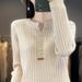 Designed Round Neck Tie Buckle Base Shirt For Women V-Neck Fashionable Slim Fit Inner Sweater Early Autumn Knitted Top_ecoleips.com