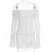 Women's Clothing Women's Sexy Off-Shoulder Lace Dress Summer Strapless High-Waisted Long-Sleeved Bodycon Short Skirt_ecoleips.com