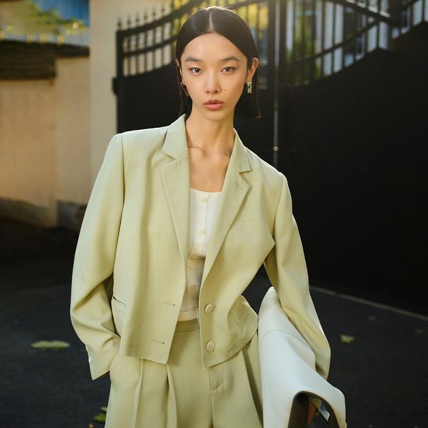 25 Autumn New Style Solid Color Suit Jacket, Elegant Commuting Slim-Fit Fashionable Versatile Long-Sleeve Blazer, Light_ecoleips.com