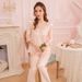Sexy Lace Pajama Set Women's Medium Sleeve Silk Two-piece Set Ice Silk Thin_ecoleips.com