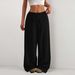 Cross-Border European And American New Style Women's Solid Color Loose Bark Wrinkle Draped Waist Drawstring_ecoleips.com