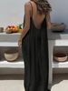 Women's New Style Long Dress American Temperament Backless Loose Fit Solid Color Ladies' Suspender Dress_ecoleips.com