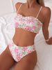 Women's Clothing Trendy Printed Halter Neck Suspenders Sexy Bikini Split System Strap Hot Spring_ecoleips.com