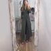 2025 Autumn New Casual Loose V-neck Solid Color Split Dress And Pants Two-piece Set For Women_ecoleips.com