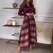 New European And American Cross-border Foreign Trade Autumn Women's Long Elegant Tie-dye Printed Patchwork Dress_ecoleips.com