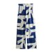 Summer New Printed Turn-Down Collar Sleeve Shirt Drawstring Casual Long Pants Silk Satin Texture Set For Women_ecoleips.com