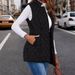 Men's/Women's Cotton Padded Vest Jacket – Lightweight Warm Fleece Lined, Stand Collar, Mid-Length, Casual Retro Style (Black, S/M/L/XL)_ecoleips.com
