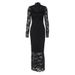 Cross-Border Women's 2025 Summer New Fashion Sexy Lace Patchwork Slim Long Sleeve Dress Wholesale_ecoleips.com