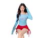 Women's Trendy High-End Long Sleeve Bikini Set 4-Piece Swimsuit for Teen Girls Beach Vacation_ecoleips.com