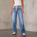 Women's Straight Leg Denim Pants European American Style Lace Up High Waist Trousers Fashionable Casual Fit_ecoleips.com