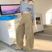 Wholesale American Retro Women's Jeans With A Unique Design, Patchwork Khaki Loose Wide-leg Straight Pants_ecoleips.com