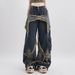 European American Trendy Slim Jeans For Women, Autumn And Winter Vintage Design With Star Patches, Distressed_ecoleips.com