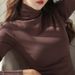 Elegant European And American Style New Autumn Women's Slim Fit Long Sleeve T-Shirt High Collar Fleece Lined Thickened_ecoleips.com