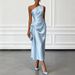 Women's Clothing Women's High-End Satin Pleated Waist Cinching Sleeveless Evening Gown For Formal & Casual For Women_ecoleips.com