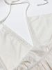 Off-Shoulder V-Neck Pleated Backless A-Line Summer Dress (Hawaii Beach / Tea Party / White Graduation Outfit)_ecoleips.com
