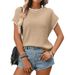 Crochet Lace Short Sleeve Summer Knit Top For Women, Y2K Retro Round Neck Blouse, Breathable Casual Chic_ecoleips.com