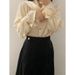 Longmei Loose Scarf Collar Shirt For Women 2025 Early Autumn New Korean Style Niche Light Luxury High-End Long Sleeve_ecoleips.com
