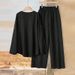 Women's Autumn Style Two Piece Clothing Set Long Sleeved Top And Loose Fitting Trousers_ecoleips.com
