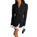 Elegant Long-Sleeve Blazer Dress – Women’S Office-To-Evening Lace Trim Dress (Polyester, Notched Lapel, Fall/Winter Staple)_ecoleips.com