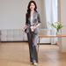 Women's Two Piece Faux Acetate Satin Suit Jacket Stylish Professional Youthful Spring Summer_ecoleips.com