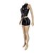 Women's Clothing Women's Leather Two Piece Set Stand Up Collar Sleeveless Top With Two Way Zipper And Shorts Style Motorcycle Theme_ecoleips.com