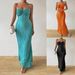 Women's Clothing Pleated Slim Fit Solid Color Bow Slit Long Dress_ecoleips.com