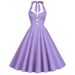 Retro Hepburn Style Contrast Color Lapel Backless Halter Neck Dress For Women Romantic Holiday Date Bridesmaid Dress_ecoleips.com