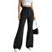 Women's Clothing High Waist Flare Pants For Women - Stretchy Wide Leg Trousers, Asymmetric Hem, Streetwear Fashion, Fall Outfit (Black/White/Brown)_ecoleips.com