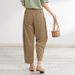 Suitable For All Seasons 2025 Women's New Plus Size Loose Simple Pocket Cotton Linen Casual Long Pants_ecoleips.com