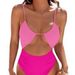 Women's Ruffled One-Piece V-Neck European And American Export Hot-Selling Lace-Up Swimsuit_ecoleips.com
