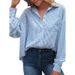 Spring Women's Loose-Fitting Pocket-Style Shirts With Classic Striped Long-Sleeve Work-Clothes_ecoleips.com
