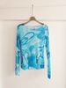Luxury Women's Long Sleeve T-Shirt Elegant Slim Fit Sheer Base Layer Top with Swirl Print Sun Protection_ecoleips.com