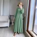 2024 European And American Foreign Trade Women's Clothing Cross-border Autumn Muslim Round-neck Lantern Sleeve Robe_ecoleips.com