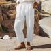 Women's Clothing Regular Drawstring Pocket Washed Cotton Casual Pants Multi Color Women's Trousers_ecoleips.com
