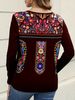 2024 Independent Station Spring/Summer New Women's Top With Bohemian Print V-neck Long Sleeved T-shirt For Women_ecoleips.com