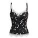 Y2k Music Note Lace Bow Tie Cami Top For Women, Chic Sleeveless Bustier Style Blouse For Retro Party & Daily Wear_ecoleips.com