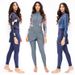 Women's Clothing Conservative Swimsuit 3 Piece Set Printed Long Sleeved All Inclusive Women's Swimsuit Hat Top Pants_ecoleips.com