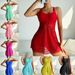 Women's Push-Up Lace Tankini Swimsuit with Skirt Slimming Conservative One-Piece Swimwear for Women_ecoleips.com