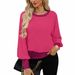 Women's Long-Sleeve Round Neck Knit T-Shirt – Minimalist & Versatile (Black/White/Bluish/Beige/Navy/Red/Pink, S-2XL)_ecoleips.com