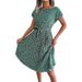 Women's Clothing Real Shot In Style Spring And Summer New Casual Short Sleeve Floral Hem Pleated Skirt_ecoleips.com