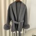 Reversible Fox Fur & Wool Blend Coat – Elegant Short/Long Double-Faced Trench Coat For Women (S/M) – Grey/Beige/Black/Coffee/Angora Red_ecoleips.com