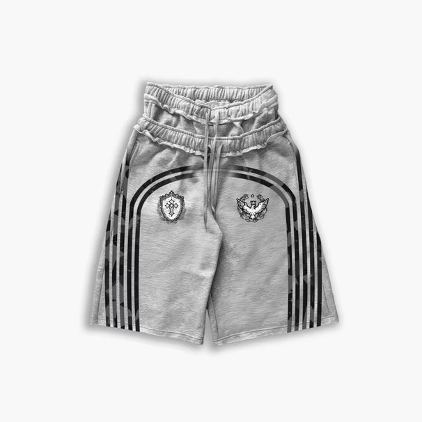 Unisex Casual Faux Two Piece Trendy Design Retro European American Style Shorts Dark Print Loose Fit Women's Clothing Bottoms_ecoleips.com